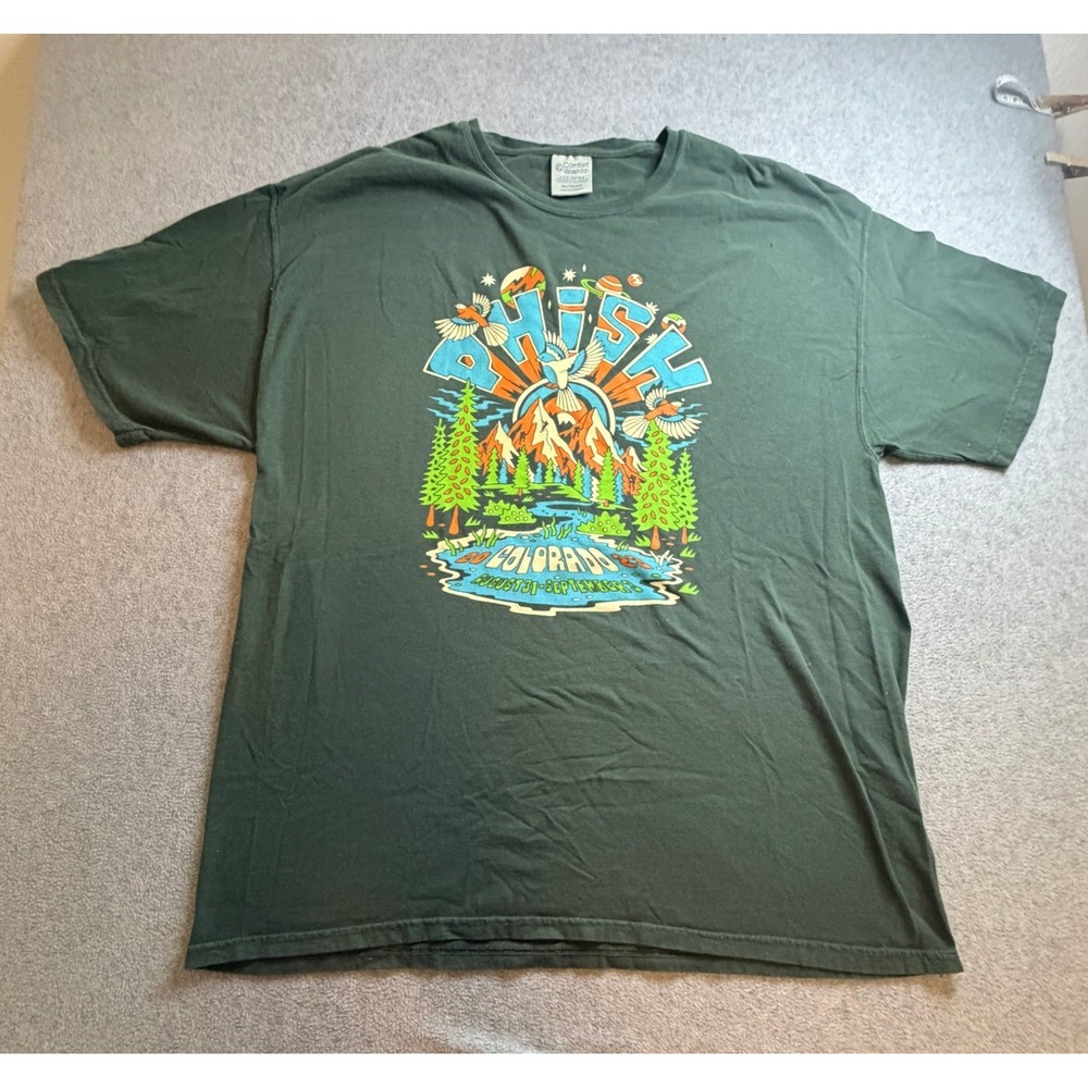 Phish Colorado Tour Shirt Mens XL Green Comfort Wash Ringspun Cotton Graphic Tee